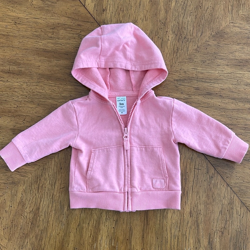 Carters baby 0-3m zip-up hoodie pink